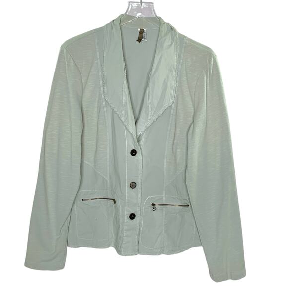 XCVI XL Slim 3 Button Blazer jacket Zip Pockets Wearable Dusty Mint Green